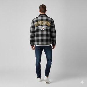 New Without Tags black and gray flannel-lined Pittsburgh Steelers jacket